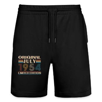 1954 Juli Vinatge Retro Geburtstagsgeschenk - Stanley/Stella Unisex Bio Joggingshorts Trainer  - Schwarz - Vorne - Nik (191cm) & Marisol (170cm)
