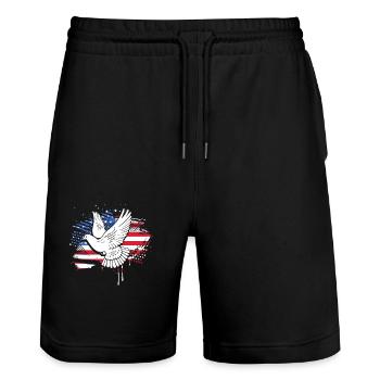 Pigeon Hunt Hunting Hunters - Stanley/Stella Trainer Unisex Organic Jogging Shorts - black - Front - Nik (191cm) & Marisol (170cm)