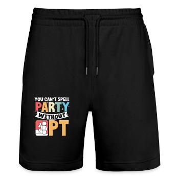 Physiotherapie Physio Physiotherapeut - Stanley/Stella Unisex Bio Joggingshorts Trainer  - Schwarz - Vorne - Nik (191cm) & Marisol (170cm)