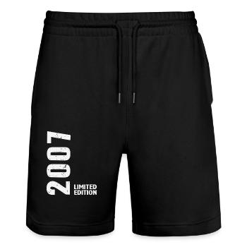 18 Years 2007 Birthday Gift - Stanley/Stella Trainer Unisex Organic Jogging Shorts - black - Front - Nik (191cm) & Marisol (170cm)
