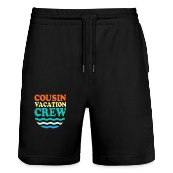 Cousin Crew - Stanley/Stella Trainer Unisex Organic Jogging Shorts - black - Front - Nik (191cm) & Marisol (170cm)