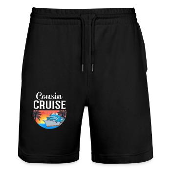Cousins Cruise Cruise Ship - Stanley/Stella Trainer Unisex Organic Jogging Shorts - black - Front - Nik (191cm) & Marisol (170cm)