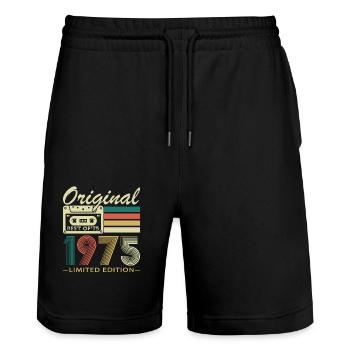 50 Jahre 1975 Vintage Retro Geburtstagsgeschenk - Stanley/Stella Unisex Bio Joggingshorts Trainer  - Schwarz - Vorne - Nik (191cm) & Marisol (170cm)