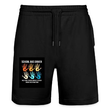 School Bus Bus Driver School Bus Driver - Stanley/Stella Trainer Unisex Organic Jogging Shorts - black - Front - Nik (191cm) & Marisol (170cm)