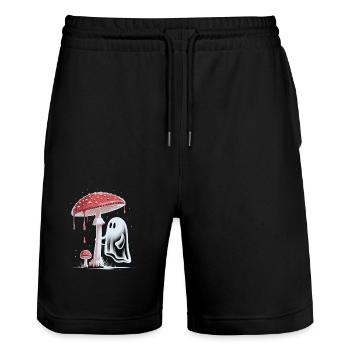 Halloween Whimsical Ghost & Toadstool Cottagecore - Stanley/Stella Trainer Unisex Organic Jogging Shorts - black - Front - Nik (191cm) & Marisol (170cm)