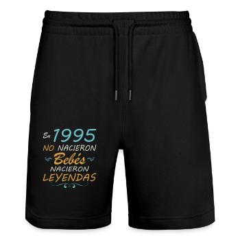 In 1995 No Babies Were Born, Legends Were Born - Stanley/Stella Trainer Unisex Organic Jogging Shorts - black - Front - Nik (191cm) & Marisol (170cm)