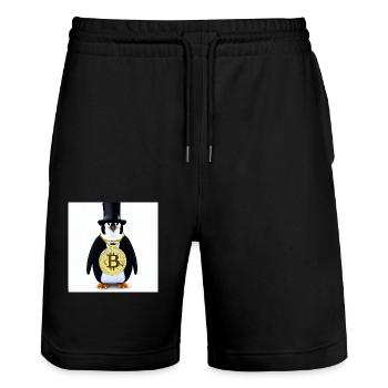 Pingouin cool - Short de jogging bio TRAINER Stanley/Stella unisexe - noir - Devant - Nik (191cm) & Marisol (170cm)