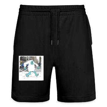 Grumpy Yeti Walking In New York - Stanley/Stella Unisex Bio Joggingshorts Trainer  - Schwarz - Vorne - Nik (191cm) & Marisol (170cm)