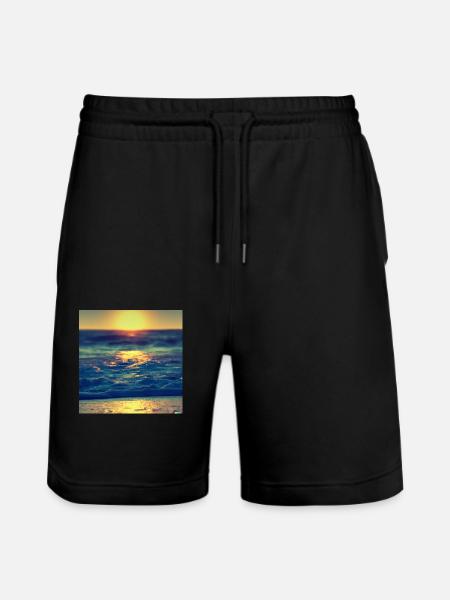 retro see sunset - Stanley/Stella Unisex Bio Joggingshorts Trainer  - Schwarz