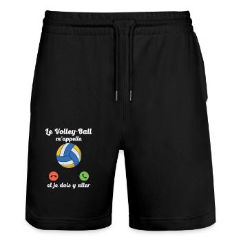 Volley-ball appelle et je dois y aller - Short de jogging bio TRAINER Stanley/Stella unisexe - noir - Devant - Nik (191cm) & Marisol (170cm)