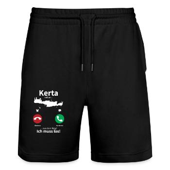 Griechenland Kreta ruft an lustiges Geschenk - Stanley/Stella Unisex Bio Joggingshorts Trainer  - Schwarz - Vorne - Nik (191cm) & Marisol (170cm)