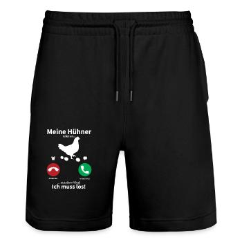 Meine Hühner rufen an - Stanley/Stella Unisex Bio Joggingshorts Trainer  - Schwarz - Vorne - Nik (191cm) & Marisol (170cm)