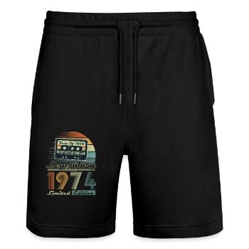 Legendary Since 1974 Vintage Birthday Gift - Stanley/Stella Trainer Unisex Organic Jogging Shorts - black - Front - Nik (191cm) & Marisol (170cm)
