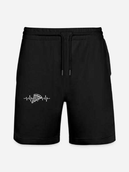 Pizza Heartbeat - Stanley/Stella Trainer Unisex Organic Jogging Shorts - black
