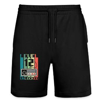 Level 12 freigeschaltet - Stanley/Stella Unisex Bio Joggingshorts Trainer  - Schwarz - Vorne - Nik (191cm) & Marisol (170cm)