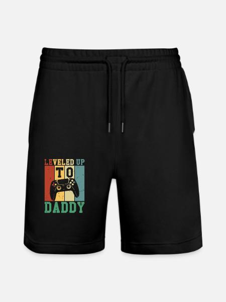 Leveled Up To Daddy - Stanley/Stella Trainer Unisex Organic Jogging Shorts - black