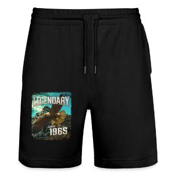 Legendary since 1965 - Stanley/Stella Trainer Unisex Organic Jogging Shorts - black - Front - Nik (191cm) & Marisol (170cm)