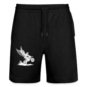 Winged Dirt Bike Rider Soaring Adventure - Stanley/Stella Trainer Unisex Organic Jogging Shorts - black - Front - Nik (191cm) & Marisol (170cm)