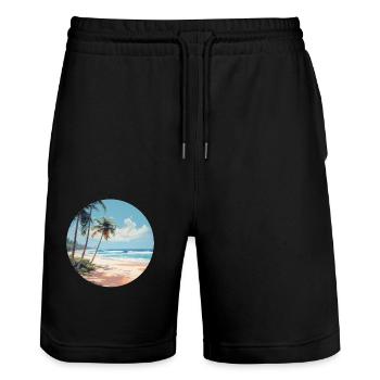 Découvrez le côté ensoleillé de la plage - Short de jogging bio TRAINER Stanley/Stella unisexe - noir - Devant - Nik (191cm) & Marisol (170cm)