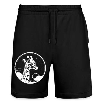 Giraffe Sonne - Stanley/Stella Unisex Bio Joggingshorts Trainer  - Schwarz - Vorne - Nik (191cm) & Marisol (170cm)