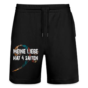 Ich liebe meinen Bass - ich spiele Bass - Stanley/Stella Unisex Bio Joggingshorts Trainer  - Schwarz - Vorne - Nik (191cm) & Marisol (170cm)