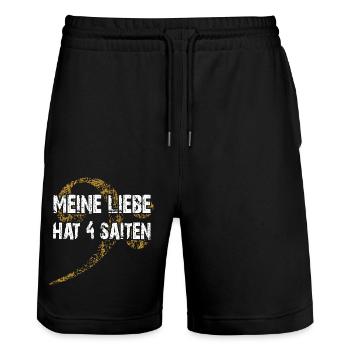 Ich liebe meinen Bass - ich spiele Bass - Stanley/Stella Unisex Bio Joggingshorts Trainer  - Schwarz - Vorne - Nik (191cm) & Marisol (170cm)