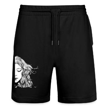 Dreamer - Stanley/Stella Trainer Unisex Organic Jogging Shorts - black - Front - Nik (191cm) & Marisol (170cm)