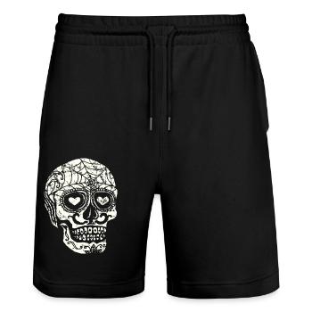 Crâne Halloween Dia de los Muertos Jour des Morts - Short de jogging bio TRAINER Stanley/Stella unisexe - noir - Devant - Nik (191cm) & Marisol (170cm)