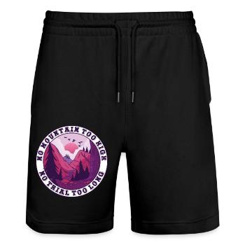 Kein Berg zu hoch, kein Weg zu lang - Stanley/Stella Unisex Bio Joggingshorts Trainer  - Schwarz - Vorne - Nik (191cm) & Marisol (170cm)