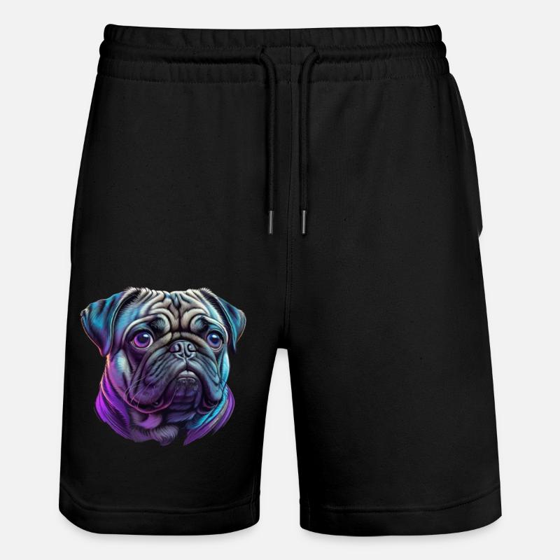 Mops Kopf - Stanley/Stella Unisex Bio Joggingshorts Trainer  - Schwarz