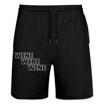 wine wine wine - Stanley/Stella Trainer Unisex Organic Jogging Shorts - black - Front - Nik (191cm) & Marisol (170cm)
