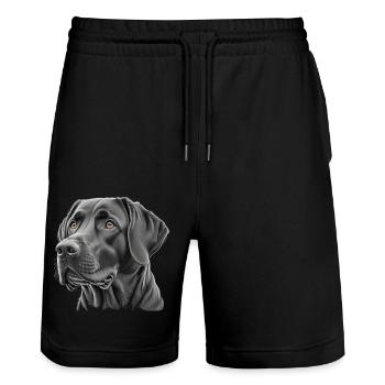 Labrador Kopf - Stanley/Stella Unisex Bio Joggingshorts Trainer  - Schwarz - Vorne - Nik (191cm) & Marisol (170cm)