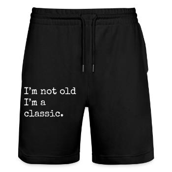 I'm not old I'm a classic music - Stanley/Stella Trainer Unisex Organic Jogging Shorts - black - Front - Nik (191cm) & Marisol (170cm)