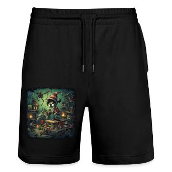 Zombie Imp Factory - Creepy - Stanley/Stella Trainer Unisex Organic Jogging Shorts - black - Front - Nik (191cm) & Marisol (170cm)