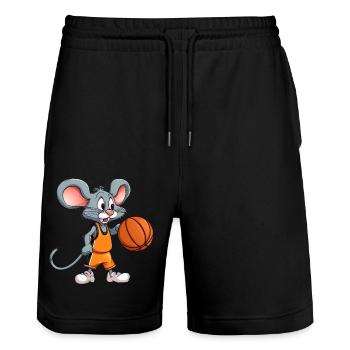 Souris de basket-ball - Short de jogging bio TRAINER Stanley/Stella unisexe - noir - Devant - Nik (191cm) & Marisol (170cm)