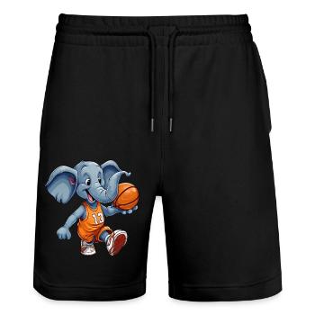 Basketball Elephant - Stanley/Stella Trainer Unisex Organic Jogging Shorts - black - Front - Nik (191cm) & Marisol (170cm)