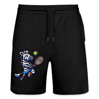 Zebra Tennis Player Serve - Stanley/Stella Trainer Unisex Organic Jogging Shorts - black - Front - Nik (191cm) & Marisol (170cm)