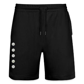 Button Buttons Illusion 5 Fake Dots Funny Chic - Stanley/Stella Trainer Unisex Organic Jogging Shorts - black - Front - Nik (191cm) & Marisol (170cm)