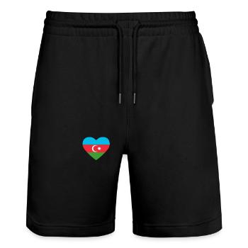 Cœur drapeau Azerbaïdjan - Short de jogging bio TRAINER Stanley/Stella unisexe - noir - Devant - Nik (191cm) & Marisol (170cm)