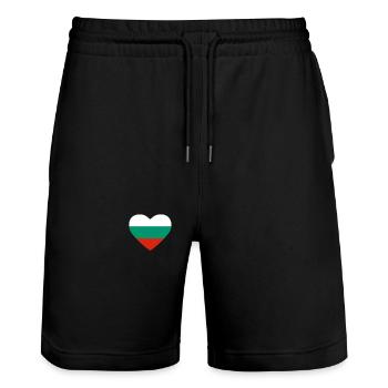 Cœur drapeau Bulgarie - Short de jogging bio TRAINER Stanley/Stella unisexe - noir - Devant - Nik (191cm) & Marisol (170cm)