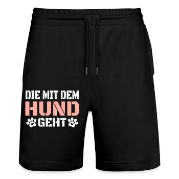 Die mit dem Hund geht - Stanley/Stella Unisex Bio Joggingshorts Trainer  - Schwarz - Vorne - Nik (191cm) & Marisol (170cm)