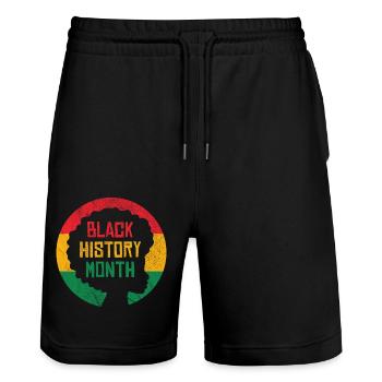 Black History Month - Stanley/Stella Unisex Bio Joggingshorts Trainer  - Schwarz - Vorne - Nik (191cm) & Marisol (170cm)