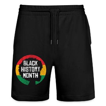 Black History Month - Stanley/Stella Unisex Bio Joggingshorts Trainer  - Schwarz - Vorne - Nik (191cm) & Marisol (170cm)