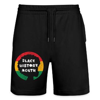 Black History Month - Stanley/Stella Unisex Bio Joggingshorts Trainer  - Schwarz - Vorne - Nik (191cm) & Marisol (170cm)