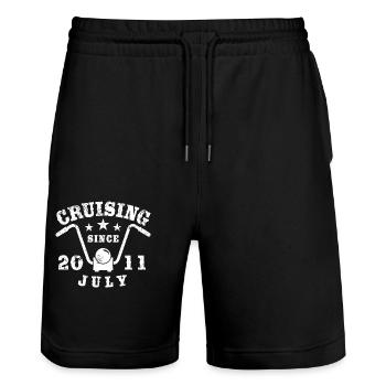 Cruising Biker Birthday July 2011 Motorcycle - Stanley/Stella Trainer Unisex Organic Jogging Shorts - black - Front - Nik (191cm) & Marisol (170cm)