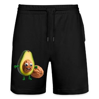 Avocado mit Walnusskern - Stanley/Stella Unisex Bio Joggingshorts Trainer  - Schwarz - Vorne - Nik (191cm) & Marisol (170cm)