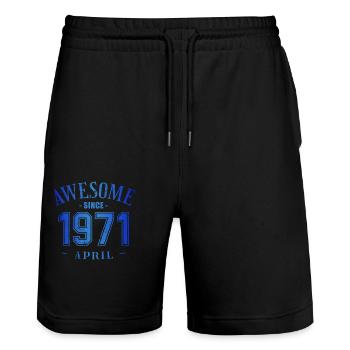 April 1971 - Geburtstag im April Awesome - Stanley/Stella Unisex Bio Joggingshorts Trainer  - Schwarz - Vorne - Nik (191cm) & Marisol (170cm)