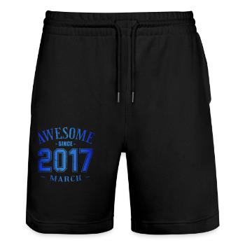 March 2017 - Birthday in March Awesome - Stanley/Stella Trainer Unisex Organic Jogging Shorts - black - Front - Nik (191cm) & Marisol (170cm)