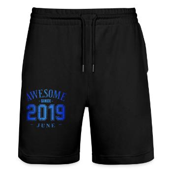 June 2019 - Birthday in June Awesome - Stanley/Stella Trainer Unisex Organic Jogging Shorts - black - Front - Nik (191cm) & Marisol (170cm)
