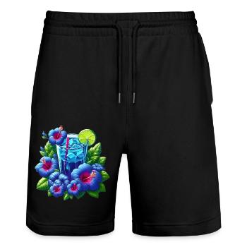 Blue hibiscus tea - Stanley/Stella Trainer Unisex Organic Jogging Shorts - black - Front - Nik (191cm) & Marisol (170cm)